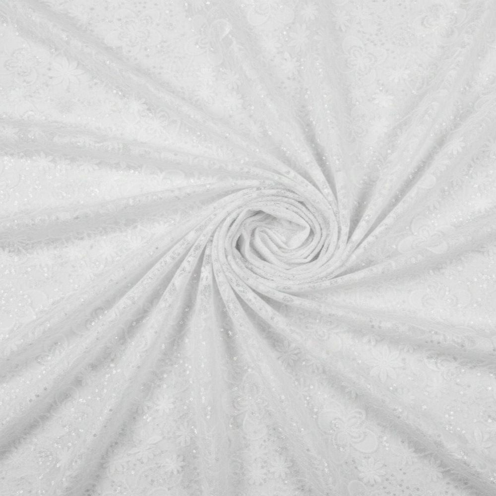 Quality White Tissue Voile Lace Finely Embroidered